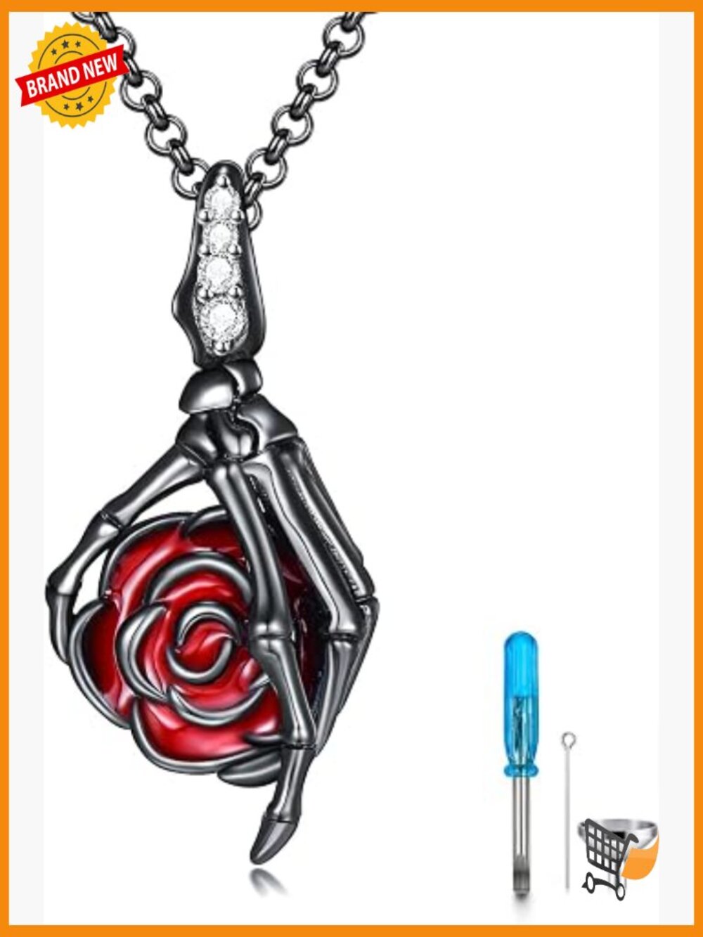 925 Sterling Silver Urn Necklace for Ashes Memorial Jewelry Skeleton Rose